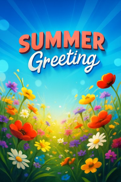 Vibrant Summer Flower Meadow with Bokeh and Sunbeams