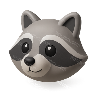 Stylized 3D Raccoon Icon with Isometric Design