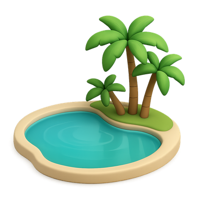 Calm Lagoon with Palm Trees in 3D Style
