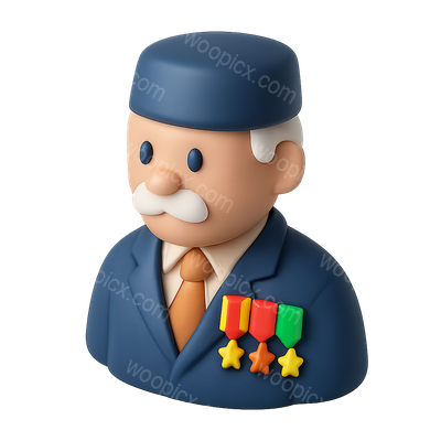 3D Veteran Icon with Medals in Isometric View