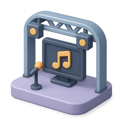 Stylish 3D Concert Stage Icon for Virtual Events