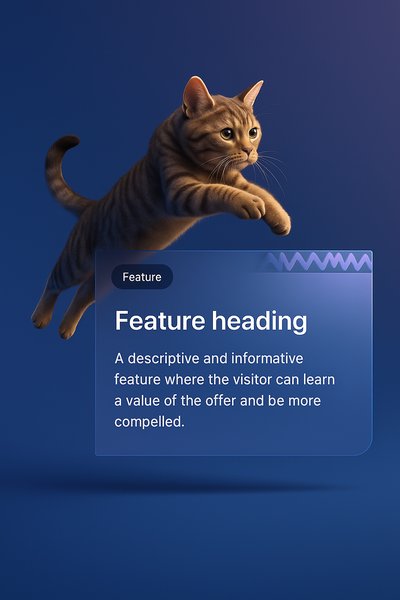 Dynamic Jumping Shorthair Cat Illustration with Feature Block