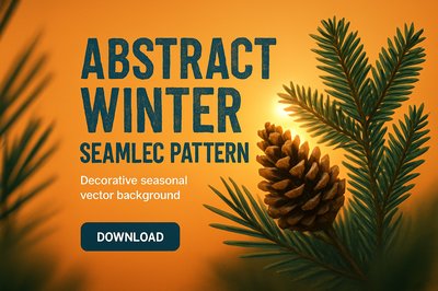 Abstract Winter Seamless Pattern Background with Pine Cone
