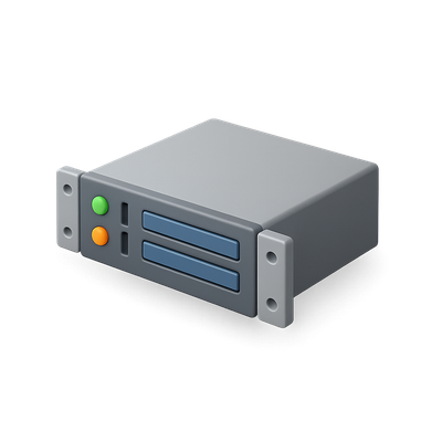 Isometric 3D Icon of a Rack Server with Colorful Buttons