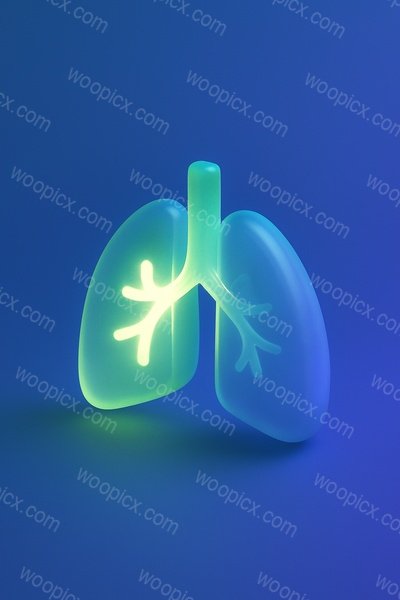 Glowing Lungs Icon in 3D with Realistic Style