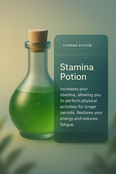 Vibrant Stamina Potion Illustration with Integrated Design Elements