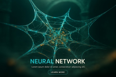 Glowing Neural Network Web in Abstract Design