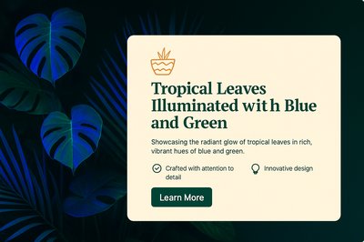 Tropical Leaves in Lush Blue and Green Colors