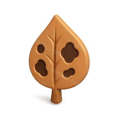 Stylized 3D Blight Leaf Icon with Volumetric Depth