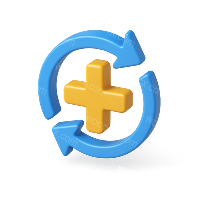 3D Code Arrows Icon with Circular Arrows and Plus Sign