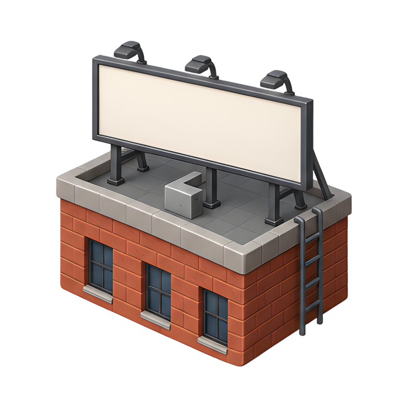 Rooftop billboard on brick building