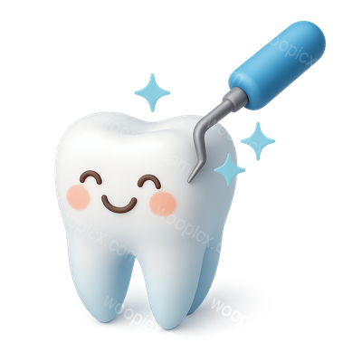 3D Icon of a Happy Tooth with Dental Tool