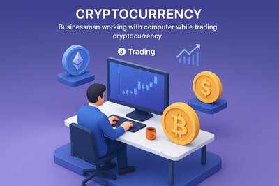 Digital Illustration of Cryptocurrency Trading Scene