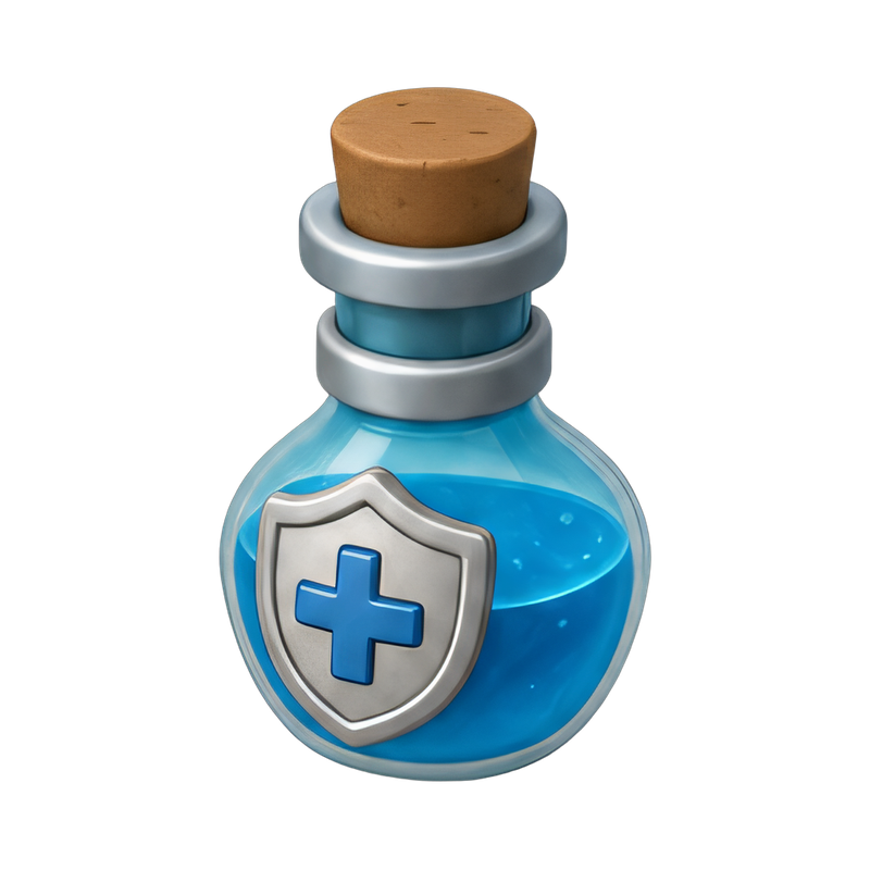 blue antidote vial on display