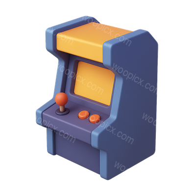 Stylized 3D Arcade Game Icon with Isometric Design