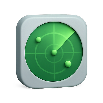 Stylized Radar Icon in Green and Gray