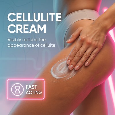 Promotional Image for Cellulite Cream Featuring Application Process