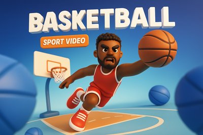 Dynamic 3D Basketball Illustration with Action-Packed Scene