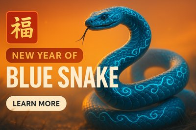 Promotional Graphic for Lunar New Year Celebrating Blue Snake