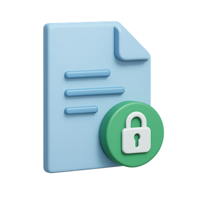 3D SSL Certificate Icon with Lock Symbol