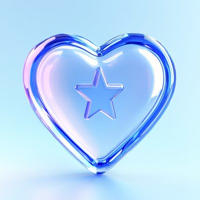 3D Heart-Shaped Icon with Star Cutout