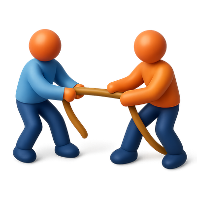 3D Tug-of-War Icon Featuring Two Colorful Characters