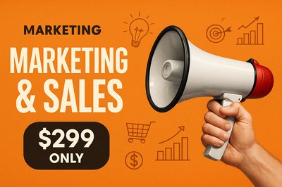 Dynamic Marketing Illustration with Megaphone and Bold Typography