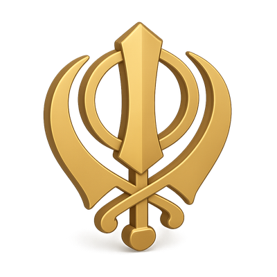3D Khanda Icon with Isometric Design in Gold