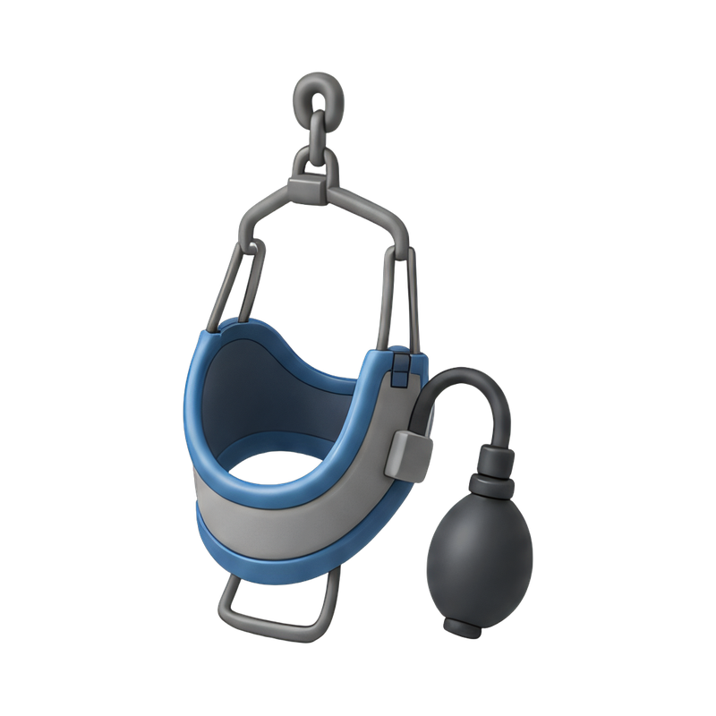 Cervical traction device in use