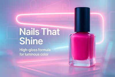 Vibrant Nail Polish Promotional Image with Neon Accents