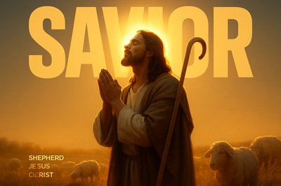 Shepherd Jesus Christ Leading Sheep in Radiant Light