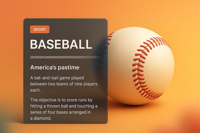 3D Baseball Display with Informative Panel