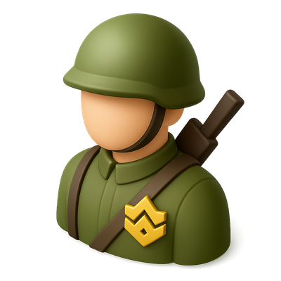 3D Sergeant Infantry Leader Icon with Isometric Design