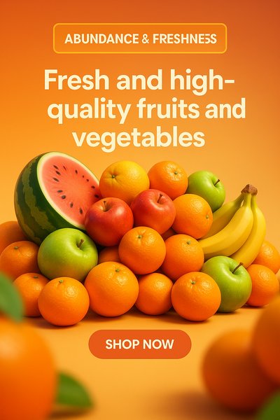 Vibrant Display of Fresh Fruits and Vegetables for Promotion