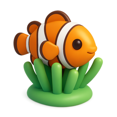 Colorful 3D Clownfish with Anemone