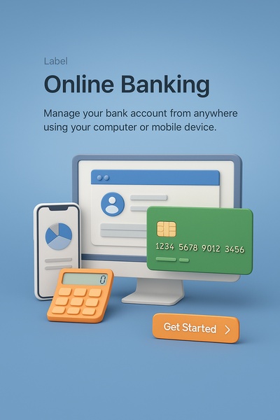 Detailed 3D Illustration of Online Banking Concepts