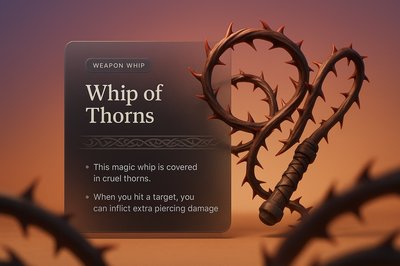 3D Illustration of a Whip of Thorns with Layered Design