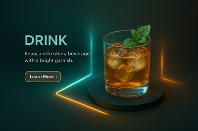 Refreshing Neon Drink Scene with Garnish