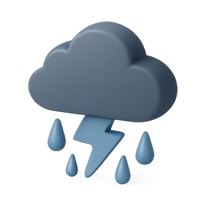 Stylized Rain Cloud Icon with Lightning Bolt