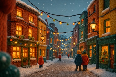 Christmas Scene in Wooly Textures - Soho, London