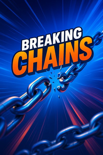 Dynamic Visual of Breaking Chains with Bold Typography