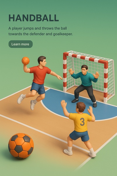 Detailed 3D Handball Illustration with Realistic Elements