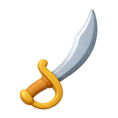 Stylized 3D Sword Icon for Graphic Use