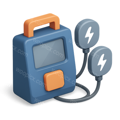 3D Defibrillator Icon with Isometric Design
