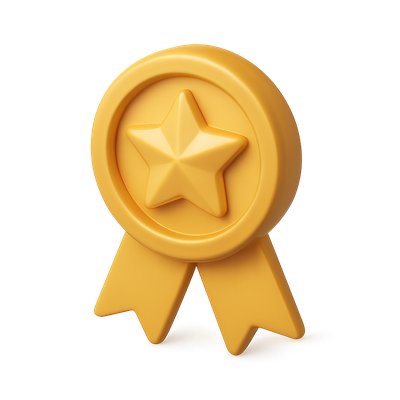 Stylish 3D Gold Star Award Icon Design