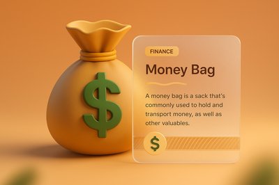 3D Money Bag Illustration with Transparent Label