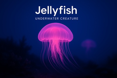 Neon Glow of a Jellyfish Underwater Scene