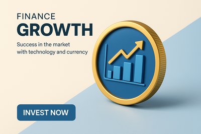 Modern Finance Growth with 3D Coin and Graph Visualization