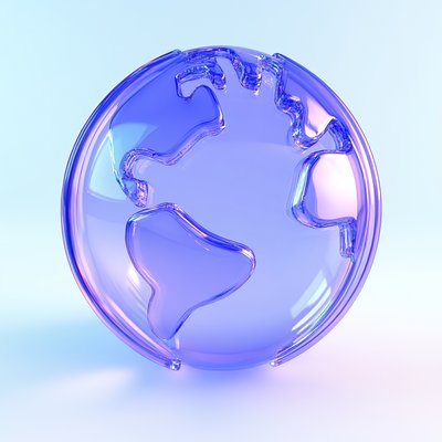 Stylized 3D Glass Globe Representation