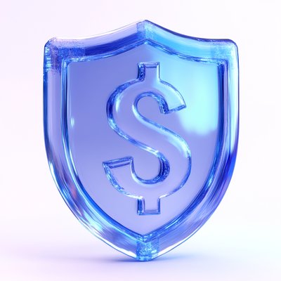 Stylized Glass Shield with Dollar Symbol
